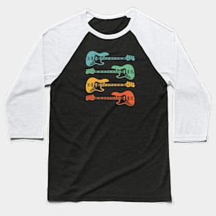 J-Style Bass Guitar Cool Retro Colors Baseball T-Shirt